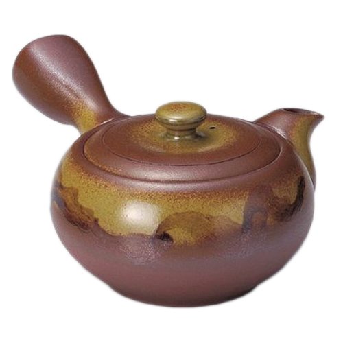 常滑焼4-303游土里 30号黄灰釉平丸深蒸急须 am-t558